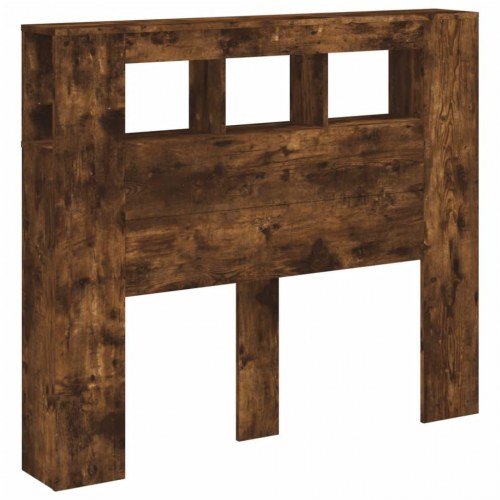 Sengegavl med LED-lys 120 × 18,5 × 103,5 cm - konstrueret træ, røget eg
