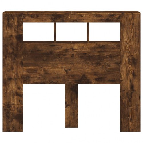 Sengegavl med LED-lys 120 × 18,5 × 103,5 cm - konstrueret træ, røget eg