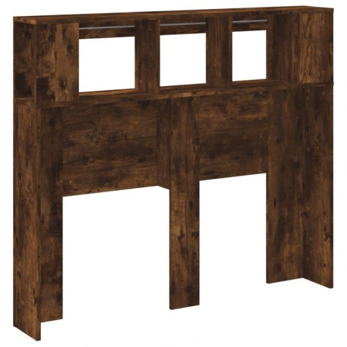 Sengegavl med LED-lys 120 × 18,5 × 103,5 cm - konstrueret træ, røget eg