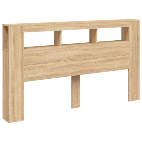 Sengegavl 180 × 18,5 × 103,5 cm med RGB LED-lys - sonoma-eg, konstrueret træ