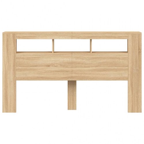 Sengegavl 180 × 18,5 × 103,5 cm med RGB LED-lys - sonoma-eg, konstrueret træ