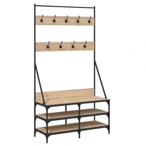 Tøjstativ med skoopbevaring 100x40x184 cm sonoma-eg