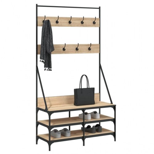 Tøjstativ med skoopbevaring 100x40x184 cm sonoma-eg