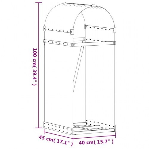 Brændestativ 40×45×100 cm i galvaniseret stål - brun
