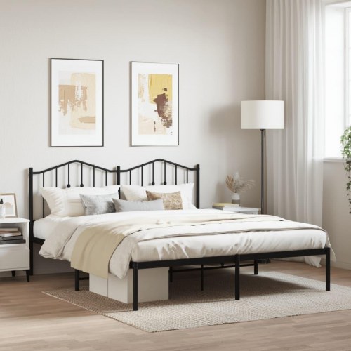 Sengeramme i metal med sengegavl 180 x 200 cm - sort