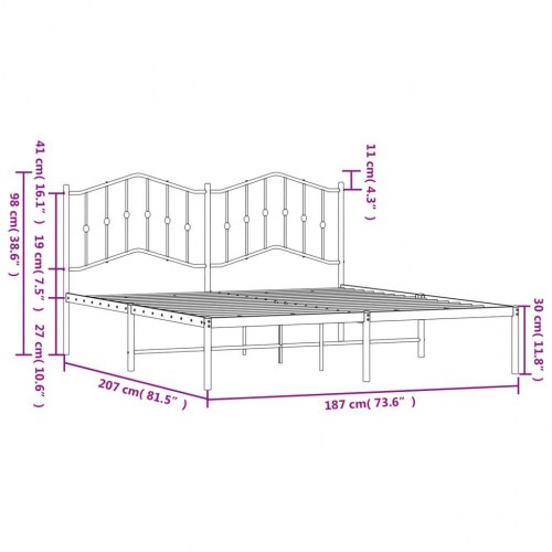 Sengeramme i metal med sengegavl 180 x 200 cm - sort