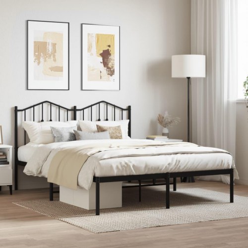 Sengeramme med sengegavl 150 x 200 cm - sort