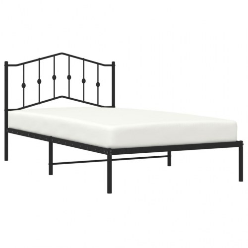 Sengeramme med sengegavl i metal - 107 x 203 cm, sort