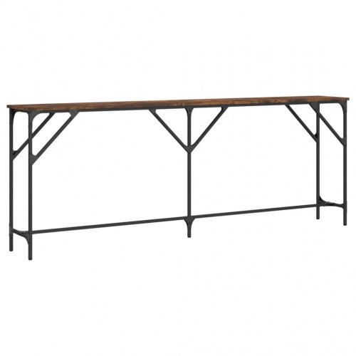 Konsolbord 200x29x75 cm konstrueret træ røget egetræsfarve