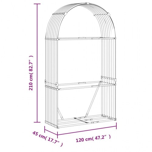 Brændestativ 120×45×210 cm - galvaniseret stål, sølvfarvet