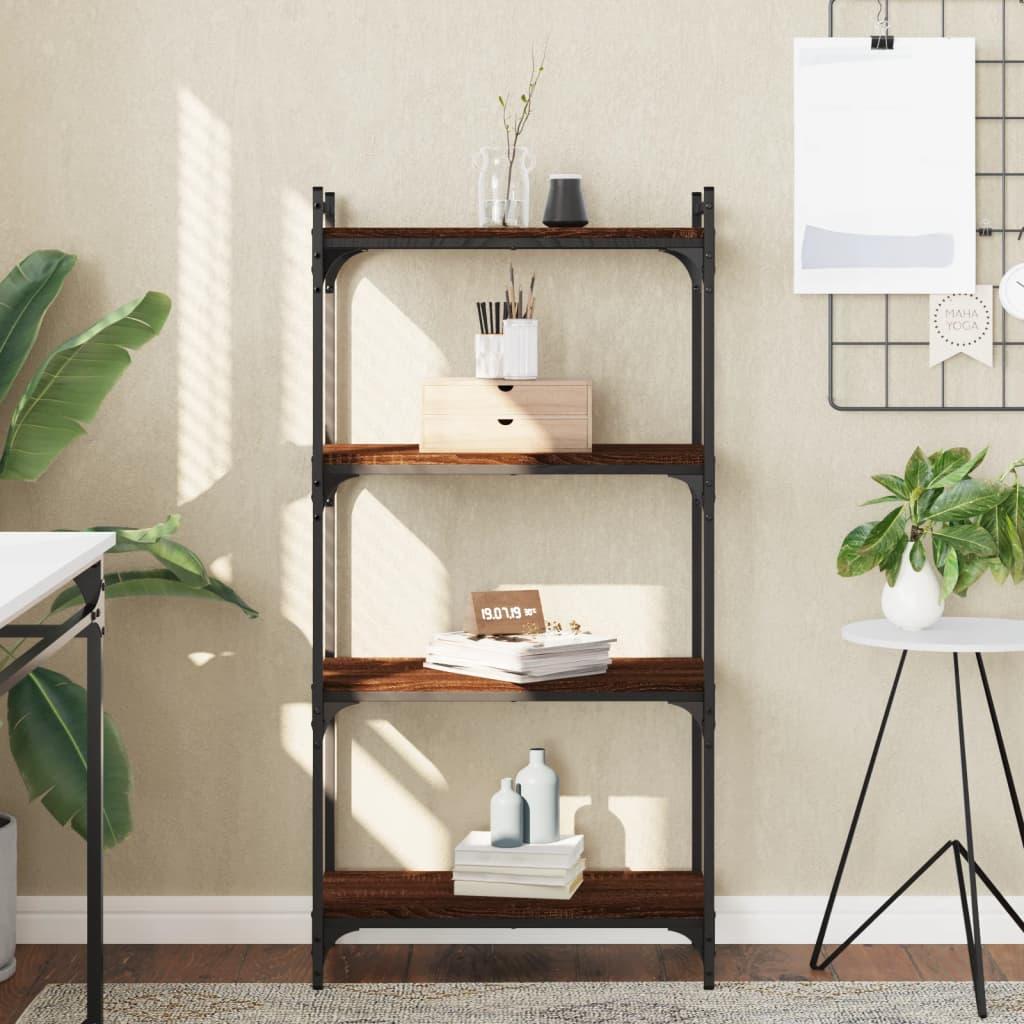 Bogreol med 4 hylder 60 x 30 x 120 cm i brunt egetræ billede