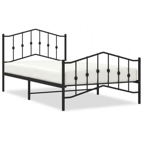 Sengeramme i metal med sengegavl og fodgærde 107 x 203 cm - sort