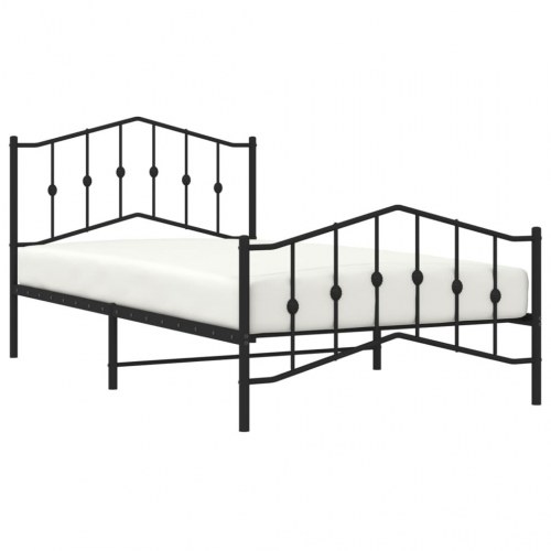 Sengeramme i metal med sengegavl og fodgærde 107 x 203 cm - sort