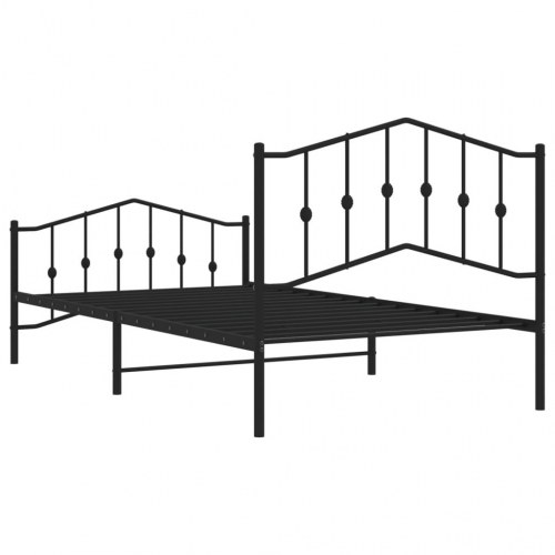 Sengeramme i metal med sengegavl og fodgærde 107 x 203 cm - sort