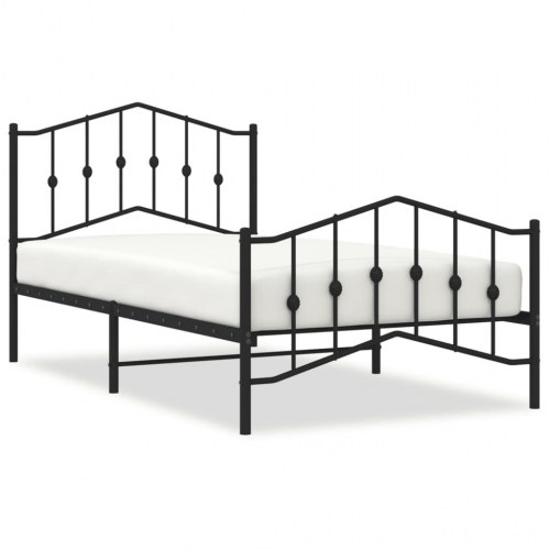 Sengeramme i metal med gavl og fodgærde 100×190 cm - sort