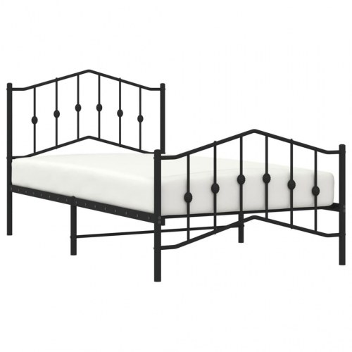 Sengeramme i metal med gavl og fodgærde 100×190 cm - sort
