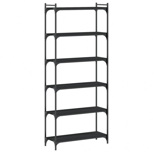 Bogreol med 6 hylder - 80×30×188 cm i sort konstrueret træ