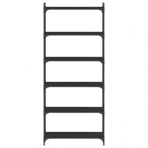 Bogreol med 6 hylder - 80×30×188 cm i sort konstrueret træ