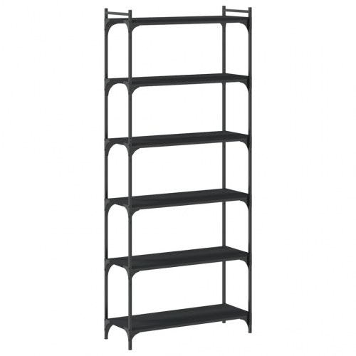 Bogreol med 6 hylder - 80×30×188 cm i sort konstrueret træ
