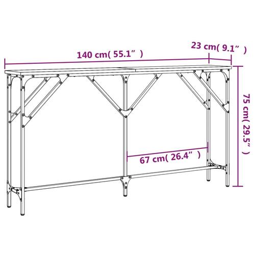 Konsolbord 140x23x75 cm konstrueret træ sort