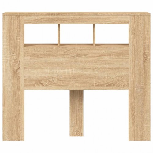 Sengegavl 120×18,5×103,5 cm med RGB LED - konstrueret træ i sonoma-eg