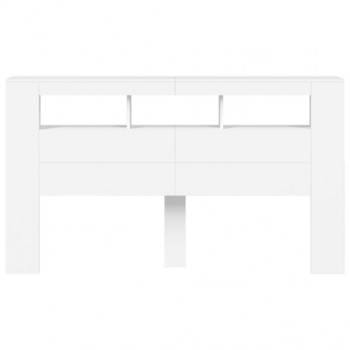 Sengegavl med LED-lys - 180 × 18,5 × 103,5 cm - hvid, konstrueret træ