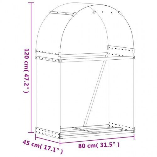 Brændestativ 80×45×120 cm - galvaniseret stål, sølvfarvet