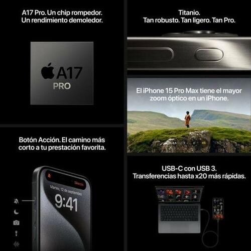 Smartphone Apple iPhone 15 Pro 6,1" 128 GB Sort