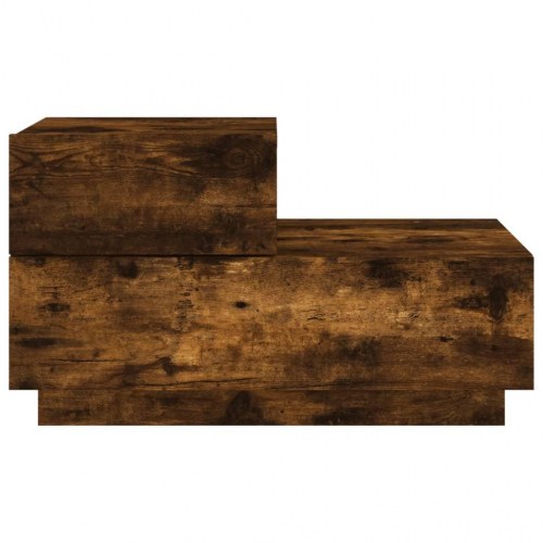 Sengebord med LED-lys 70 x 36 x 40,5 cm - røget egetræ