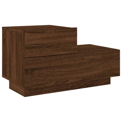 Sengebord med LED-lys 70 x 36 x 40,5 cm - brun egetræsfarve