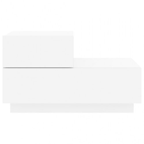 Sengebord med LED-lys - hvid, 70 x 36 x 40,5 cm