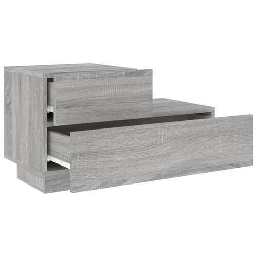 Sengebord med LED-lys 70x36x40,5 cm grå sonoma-eg