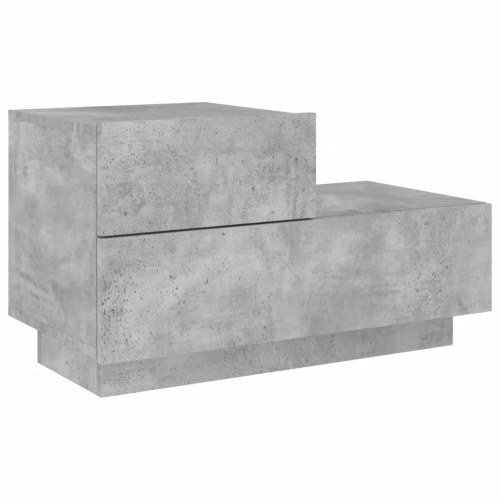 Sengebord med LED-lys - betongrå, 70 x 36 x 40,5 cm