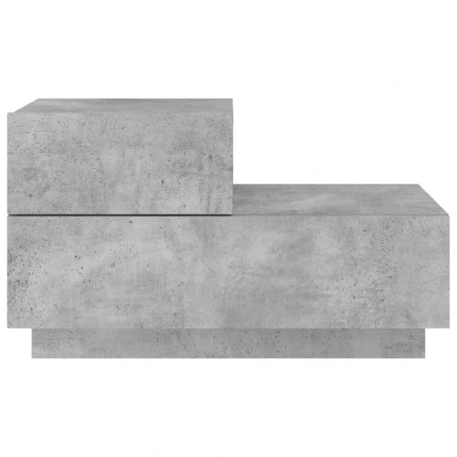 Sengebord med LED-lys - betongrå, 70 x 36 x 40,5 cm