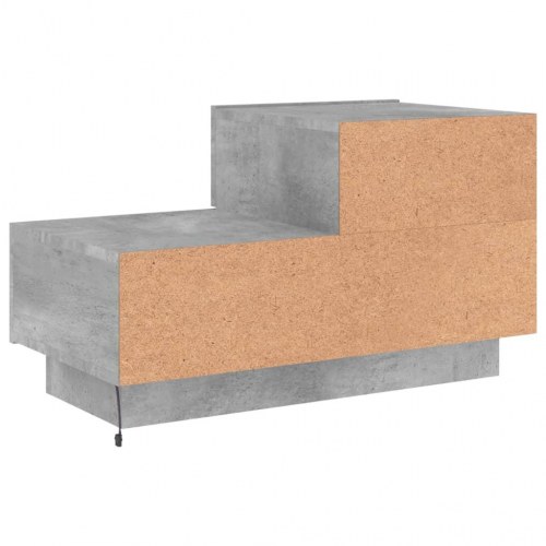 Sengebord med LED-lys - betongrå, 70 x 36 x 40,5 cm