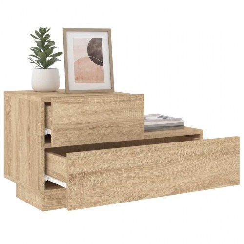 Sengebord med LED-lys - sonoma-eg