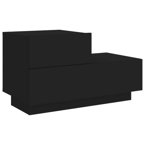 Sengebord med LED-lys 70x36x40,5 cm sort