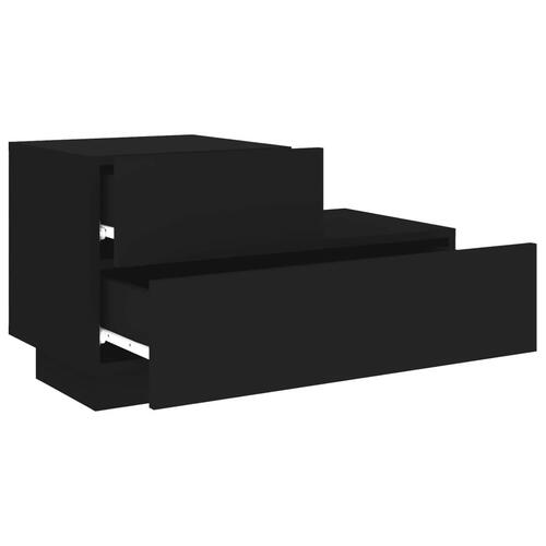 Sengebord med LED-lys 70x36x40,5 cm sort