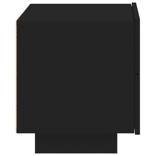 Sengebord med LED-lys 70x36x40,5 cm sort