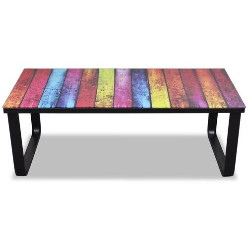 Sofabord med regnbueprint glasbordplade