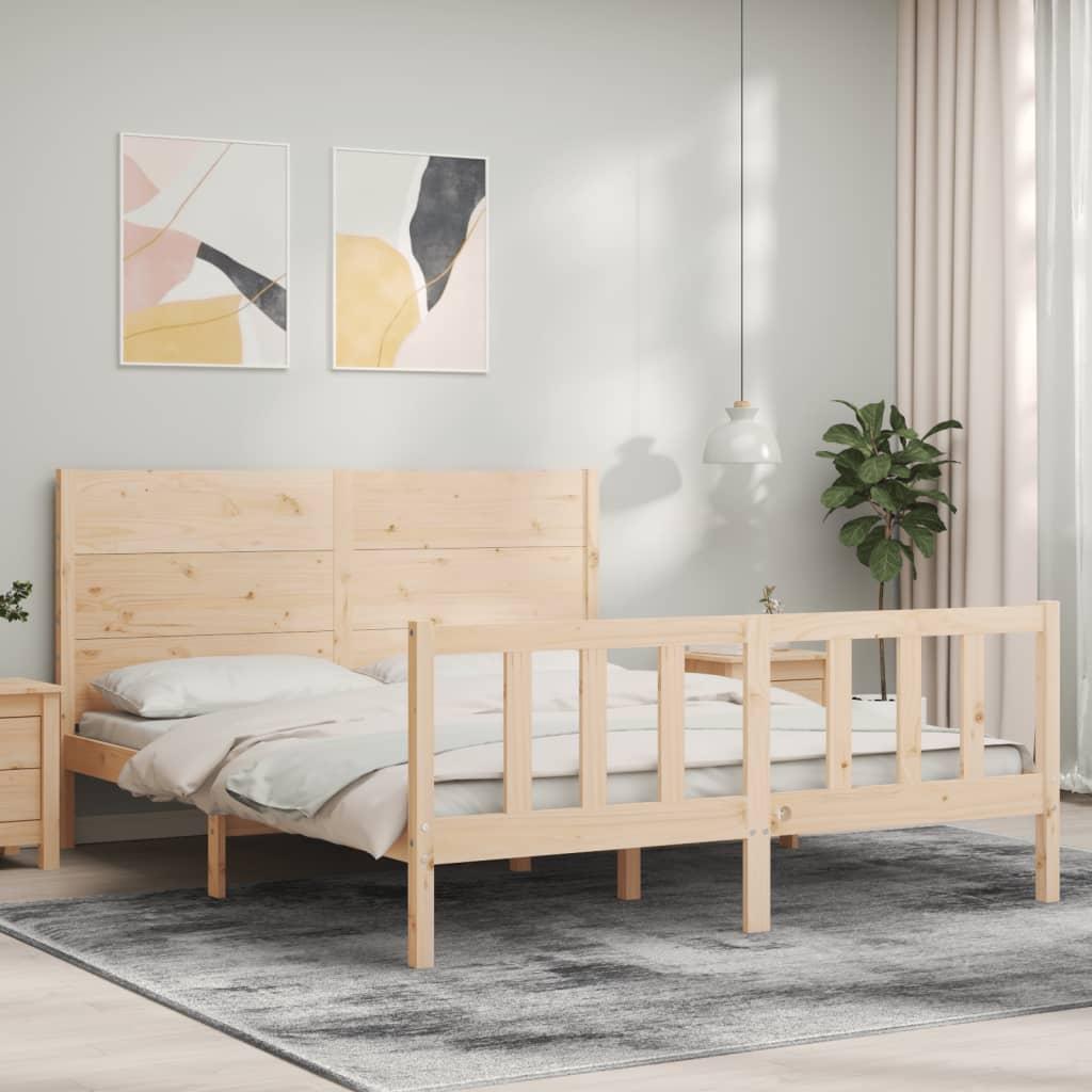 Sengeramme Med Sengegavl 160x200 Cm Massivt Træ