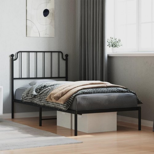 Sengeramme med sengegavl 90x190 cm metal sort