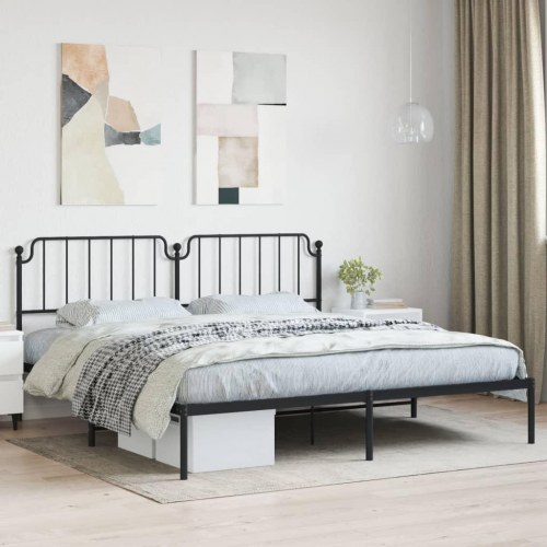 Sengeramme med sengegavl 193×203 cm - metal, sort