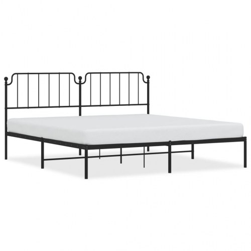 Sengeramme med sengegavl 193×203 cm - metal, sort