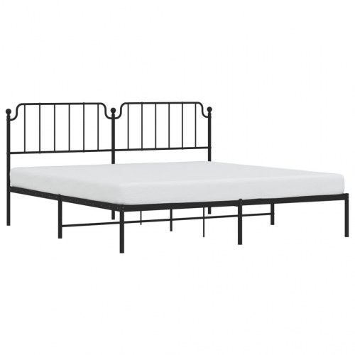 Sengeramme med sengegavl 193×203 cm - metal, sort