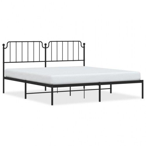 Sengeramme med sengegavl 180x200 cm metal sort