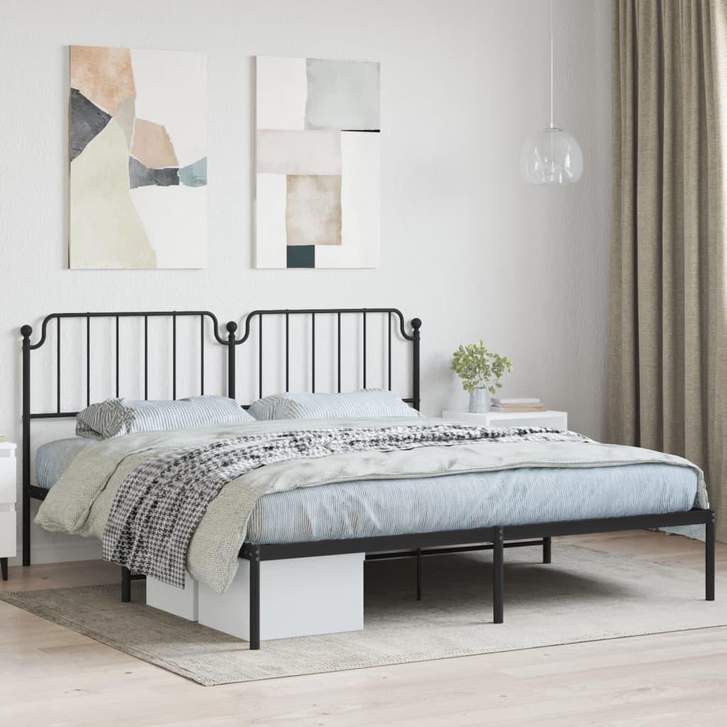 Sengeramme med sengegavl 160x200 cm metal sort