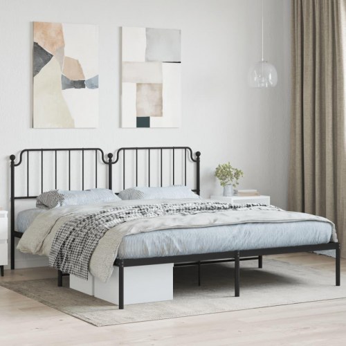 Sengeramme med sengegavl i metal 183 x 213 cm - sort