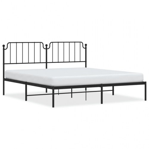 Sengeramme med sengegavl i metal 183 x 213 cm - sort