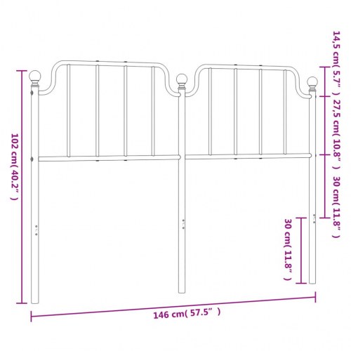Sengegavl 140 cm metal sort